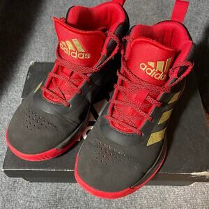 Adidas Cross Em Up 5k Basketball Shoes Youth 3.5 Red/Black Gold Stripes